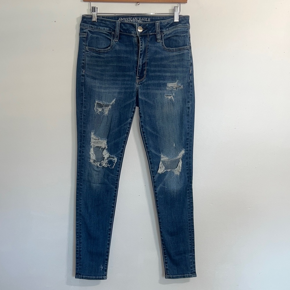 American Eagle Outfitters Women's Ripped Blue Skinny Jeans